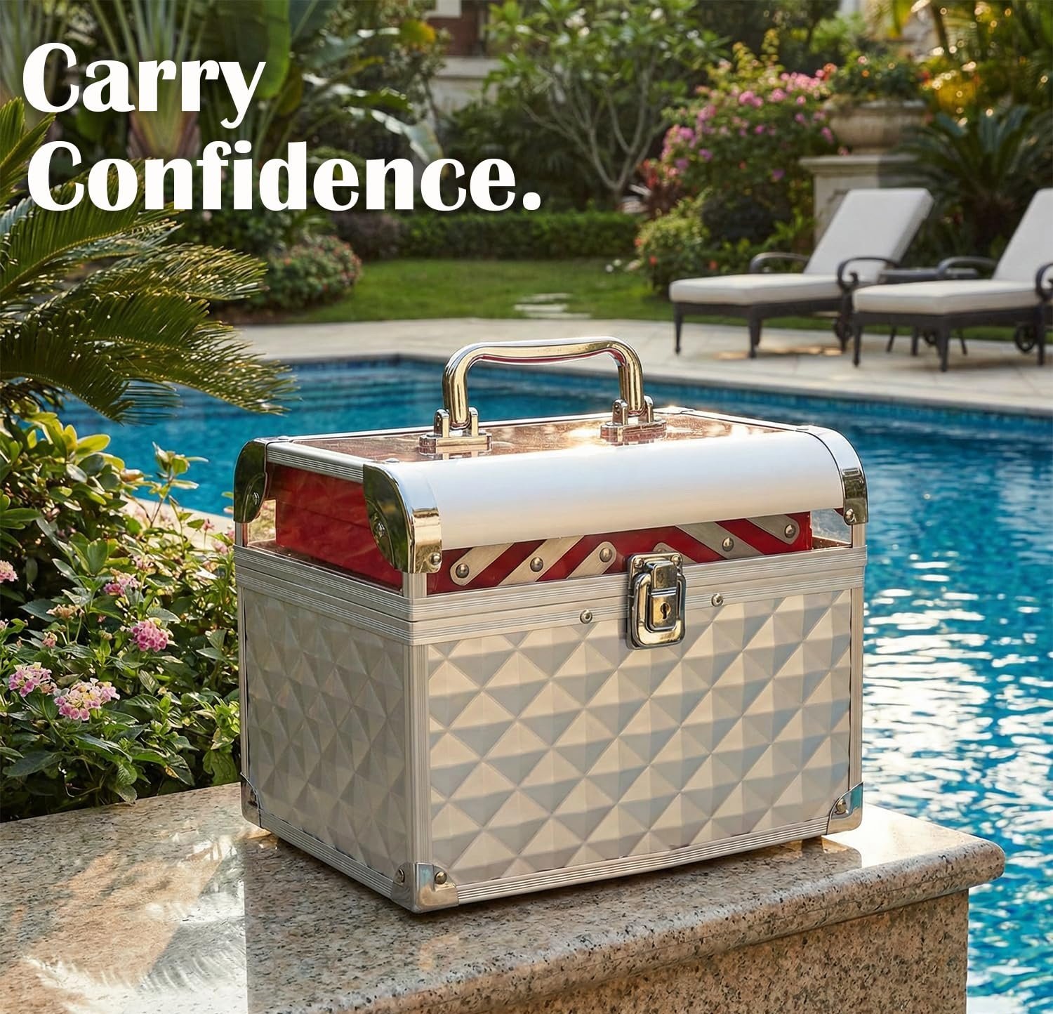 Ocean Heavy-Duty 4-Tray Metallic Vanity Box Image 2