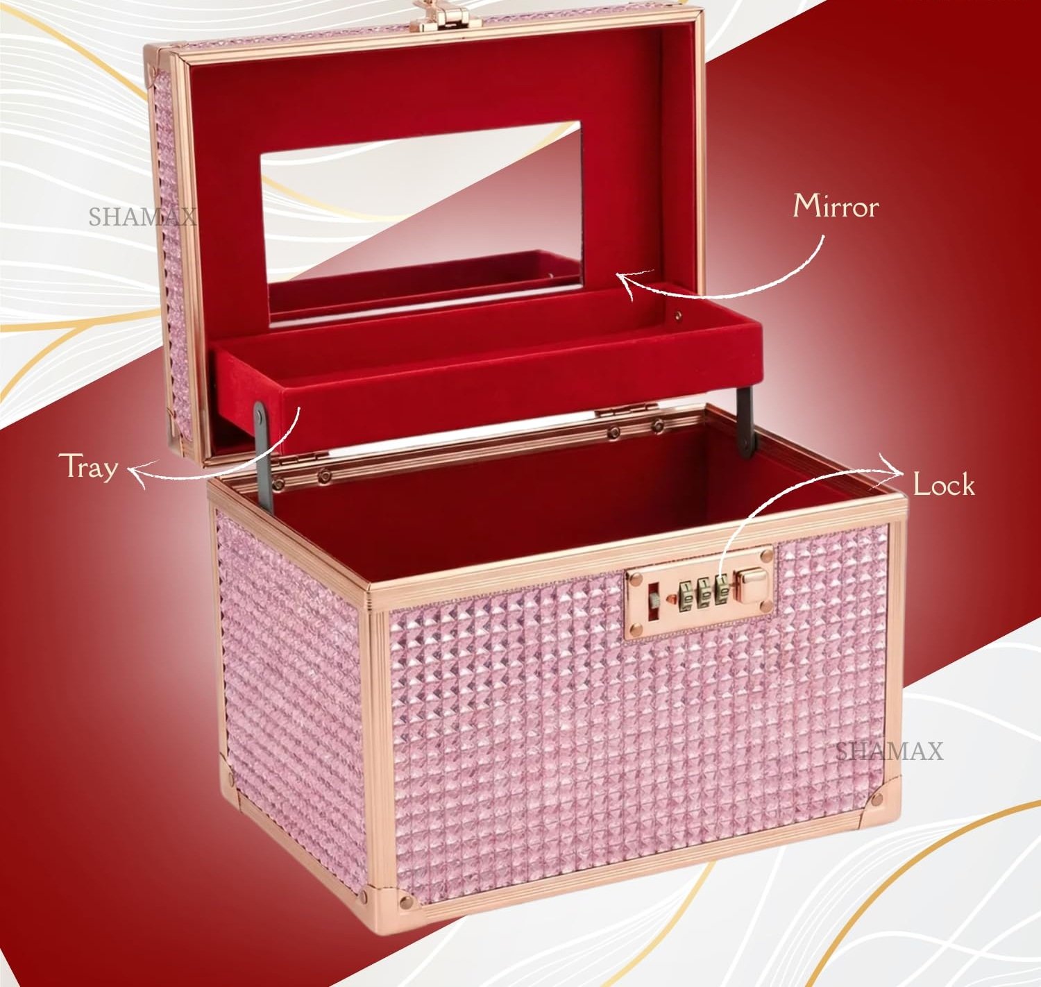 Ocean Rose Gold Diamond Shringar Dani Box Image 2